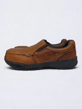 Rockport Works Extreme Slip On Shoes Mens 11 Brown Leather Composite Toe Loafer